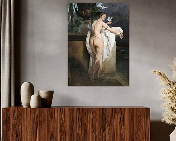 Venus scherzt mit zwei Tauben (Porträt der Tänzerin Carlotta Chabert), Francesco Hayez