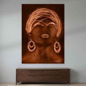 Afrikanische Frau in goldenem Sonnenschein.