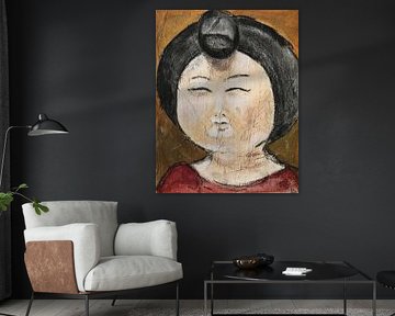 Een portret van een Chinese dikke dame  'Fat lady' II van Linda Dammann