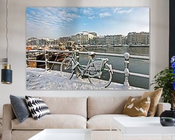 Snowy Amsterdam on the Amstel in the Netherlands by Eye on You