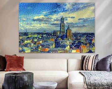 Skyline Utrecht im Stil von Van Gogh von Slimme Kunst.nl