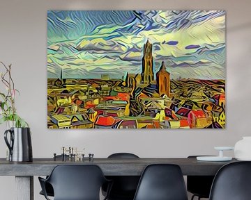 Skyline Utrecht im Stil von Picasso von Slimme Kunst.nl