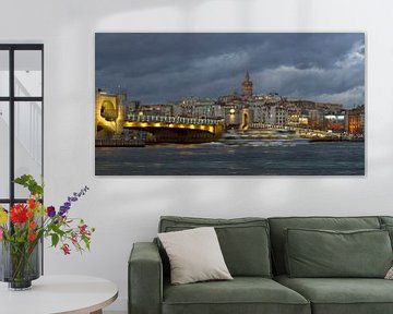 Galata bridge with view on Karaköy and Galatatoren in Istanbul. by Maurits van Hout