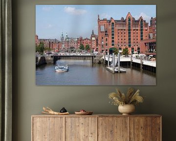 Zogenaamde Hafenrathaus, Speicherstadt, Hafencity, Hamburg, Duitsland, Europa. van Torsten Krüger