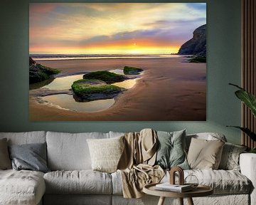 Low tide on the beach at Mawgan Porth (Cornwall)