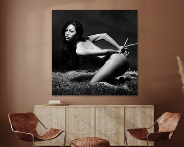 Une belle femme nue, attachée dans un décor bdsm de bondage sensuel sur Photostudioholland