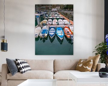 Haven in Irun met gekleurde boten van Martijn Tilroe