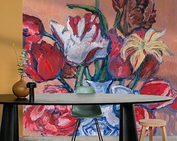Delfts blauwe tulpenvaas met tulpen nr. 1 van Tanja Koelemij