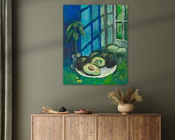 Avocado's op een bord van Tanja Koelemij