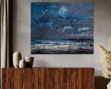 Noordzee kust #90 acylic painting van wim van de wege