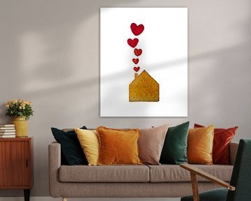 Een huis vol liefde | Aquarel schilderij