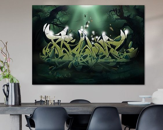 Voorbeeld van het werk in een kamer