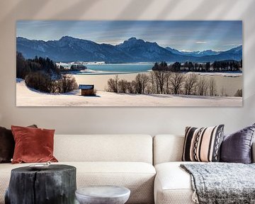 Panorama Forggensee in de winter, Beieren, Duitsland van Henk Meijer Photography