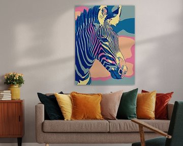Zebra liefde, in pastel kleuren en popart stijl van The Art Kroep