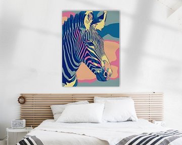 Zebra love, in pastel colors and pop art style by The Art Kroep