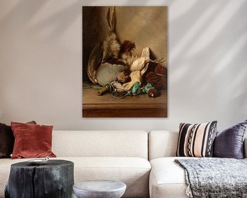 Stilleven met houtduif en poederhoorn, Guillaume Anne van der Brugghen