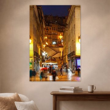 Blick vom Rossio ins Altstadtviertel Chiado, Lissabon