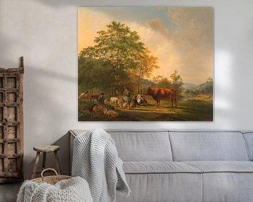 Paysage avec un berger, un bœuf et du bétail, Pieter Gerardus van Os
