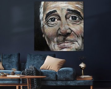 Portret van Charles Aznavour, Chahnour Varinag Aznavourian van Therese Brals
