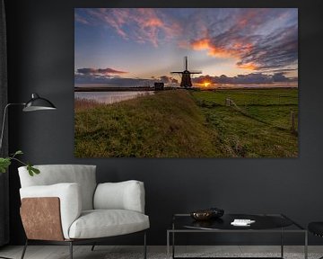 Molen Het Noorden Texel zonsondergang van Texel360Fotografie Richard Heerschap