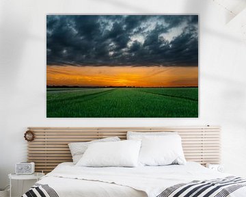 Sunset over the fields of Nieuw Vennep by M DH