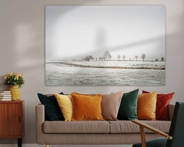 Paysage fluvial dans la neige sur Tony Buijse