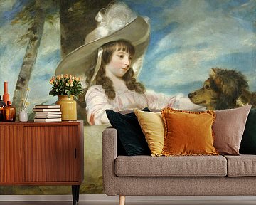 Porträt von Miss Anna Ward mit ihrem Hund Joshua Reynolds