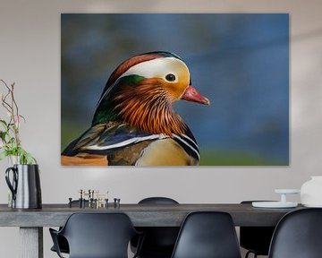 Head portrait Mandarin Duck by Remco Van Daalen