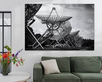 Radio sterrenwacht zwart wit, filmkorrel van Ger Beekes