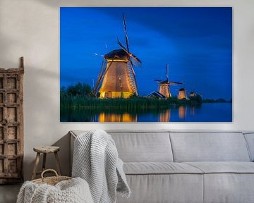 Beleuchtete Windmühlen Kinderdijk von Sander Groenendijk