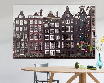 Les maisons du canal à Amsterdam - Pays-Bas, des demeures de luxe avec de belles façades. Maison de  sur The Art Kroep
