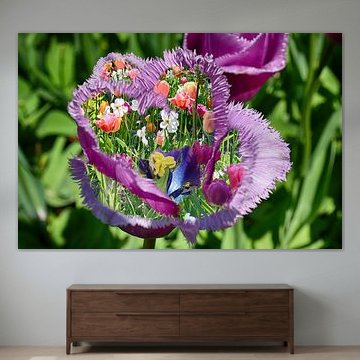 Bloemrijke Fantasie in Purper en Veldkleuren