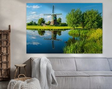 Polder landscape Windmill with Mirroring by Coen Weesjes