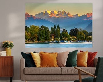 Zonsondergang Meer van Thun, Zwitserland van Henk Meijer Photography