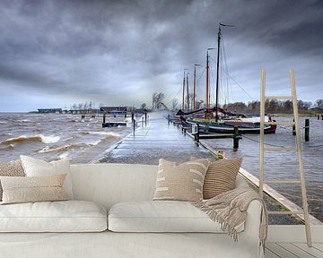 Storm bij het Booze wijf aan het Lauwersmeer in Lauwersoog