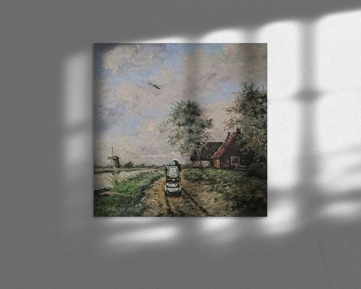 Sfeerimpressie: Op weg naar nergens (schilderij met scootmobiel) van Ruben van Gogh
