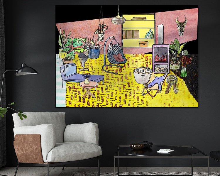 Voorbeeld van het werk in een kamer