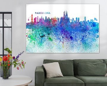Barcelona Catalonië Spanje Skyline Silhouet Impressionistisch