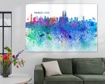 Barcelona Catalonië Spanje Skyline Silhouet Impressionistisch van Markus Bleichner