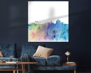 Detroit Michigan Skyline Silhouette Impressionistic Splash