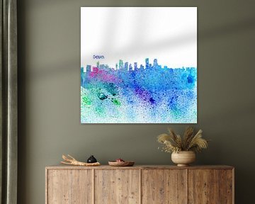 Denver Colorado Skyline Silhouet Impressionistisch van Markus Bleichner