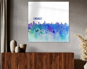 Chicago Michigan Skyline Silhouette Impressionistisch van Markus Bleichner