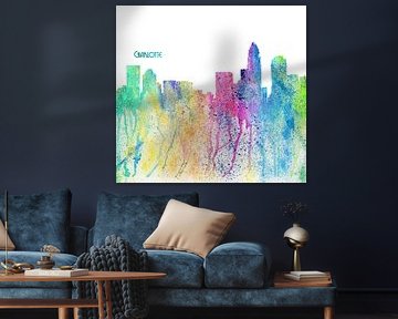 Charlotte North Carolina Skyline Silhouette Impressionistisch
