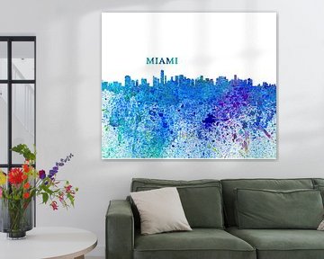 Miami Florida Skyline Silhouette Impressionistisch van Markus Bleichner