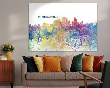 Minneapolis Minnesota Skyline Silhouette Impressionistisch