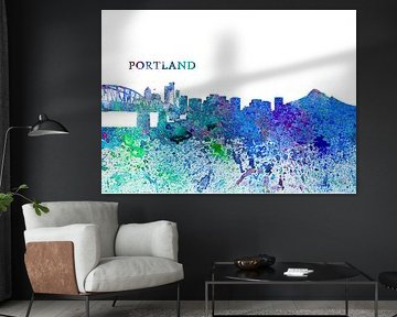 Portland Oregon Skyline Silhouette Impressionistisch
