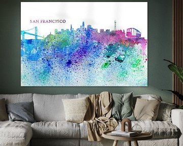 San Francisco Skyline Silhouette Impressionistisch von Markus Bleichner