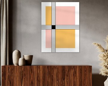 Stripes and Squares Abstracte Print van MDRN HOME