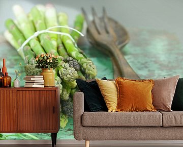 SF11409607 Green asparagus with salad cutlery by BeeldigBeeld Food & Lifestyle