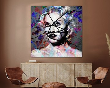 Madonna – Rebel Heart Abstract Portret in Rood, Blauw, Paars van Art By Dominic